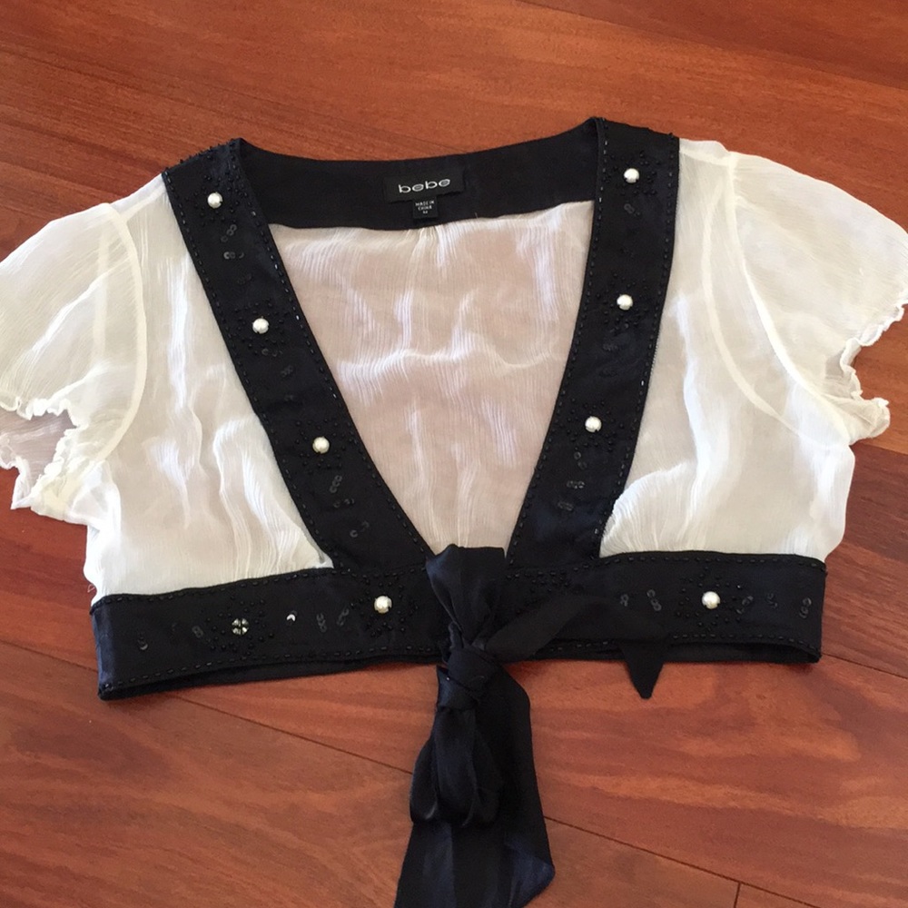Black sequins satin sheer pearl cover up